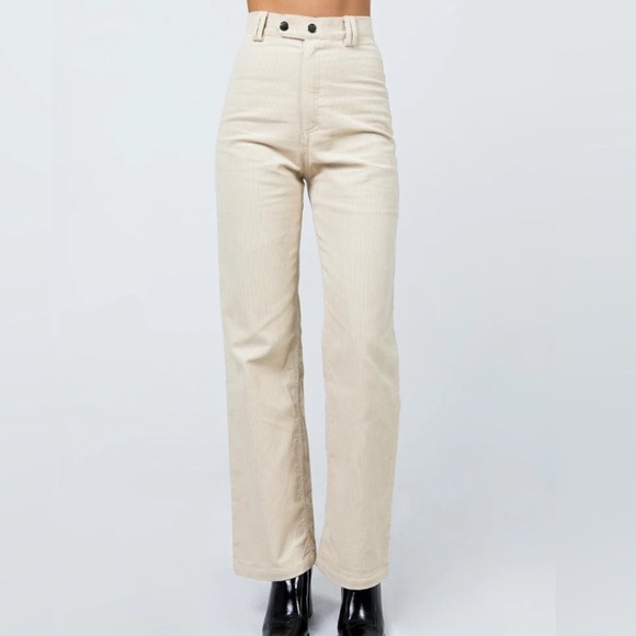 Princess Polly Uptown Corduroy Pants Beige Size 2 - Picture 2 of 6